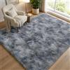 BEIMO Tappeto Shaggy 120x170 cm, Pelo Alto Morbido, Antiscivolo, Lavabile, Rosa, per Soggiorno Ampio e Camera Matrimoniale, Grigio Tie-Dye