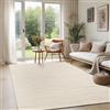 the carpet Deluxe Wool Tappeto in lana tessuto a mano con uno stile boho scandinavo naturale, lavoro artigianale per uno stile unico, crema Beige, 200 x 290 cm