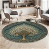 MLSOWM Tappeto Rotondo Modelli Tradizionali Persiani Tappeto e Morbido a Pelo Corto Albero Decorativo Tappeti Antiscivolo Lavabile per Camera da Letto Soggiorno Scendiletto Ufficio, 160cm, Verde
