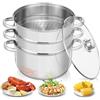 FOHERE Pentola a Vapore in Acciaio Inox, Cuocivapore, Pentola (3 in 1), Diametro 26 cm, con Coperchio in Vetro, Cuocivapore per Tutti i Tipi di Fornelli, Anche a Induzione, Argento