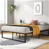 Zinus Lorelai 36 cm Telaio letto con piattaforma in metallo, rete a doghe in acciaio, spazio per riporre oggetti sotto il letto, facile montaggio, 150 x 190 cm, nero