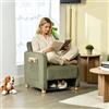 MEUBLE COSY Poltrona Imbottita, Sedia da Salotto con Braccioli, Divano a 1 Posti in Velluto a Coste, Poltroncina Relax Gambe in Legno, Verde