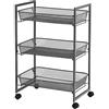 SONGMICS Carrello a 3 Ripiani, Carrello da Cucina e Bagno con Cesti in Filo Metallico, Salvaspazio, Assemblaggio Semplice, Ufficio, Soggiorno, Grigio BSC061G01
