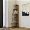 Dmora - Libreria Mizar, Scaffale da ufficio, Mobile portalibri, Biblioteca, 50x22h150 cm, Quercia e Nero