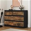 YITAHOME Comò Camera da Letto, Mobili per Camera, Comò in Legno con 6 Cassetti e Guide di Scorrimento, Mobile per Ripostiglio, Moderno, 100 x 30 x 70 cm (Nero Rusticato Marrone)