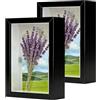 OUTALIZ Set di 2 Cornice Portafoto 3D, 10 x 15 cm, Cornice per Oggetti Profonda 3 cm, Cornici Profonda da Riempire in Legno, con Lastra Acrilica Trasparente, per Bouquet da Matrimonio, Nero