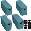 CNKHDZ Set di 4 Scatole Portaoggetti Impilabili con Coperchio, Contenitori in Plastica Multiuso per Casa, Scaffali, Cucina, Bagno (Blu, 37 * 13 * 15cm)