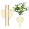 GORGECRAFT 2PCS Vaso Da Parete A Cuore Tubi In Metallo Stick On Wall-Mounted Gold Wall Decor Fiori Secchi Mini Simpatico Porta Piante A Forma per Camera Da Letto Soggiorno Festa Natale Halloween