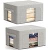 AIOR 2pcs Scatole per Armadio Salvaspazio, 100L Borsa Porta Abiti con Telaio Metallico, Pieghevole Traspirante Organizzatore Borsa per Trapunte, Coperte, Biancheria da Letto