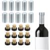 QUARKZMAN 100Pz Capsule Termoretraibili PVC 12Pz Tappi a T a Scomparsa Bottiglie Vino Sigillante Bottiglie Vino, Avvolgimento Termoretraibile Vino per Vetro, Cantine Casa, 32x60mm, Argento