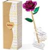 Mikasol Oro Immerso 24K Per Sempre Riserva Rosa, Flower Immersa A Mano Regalo Romantico Per Le Donne In Sua Moglie Fidanzata Compleanno Anniversario San Valentino Mothers Day Natale (Viola)