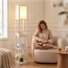 YU YUSING Lampada da Terra con Ripiani 160cm, 1 Cassetto, 2 Porte di Ricarica USB, Lampada da Pavimento LED in Legno 3 Scaffale, Lampadina E27 per Soggiorno, Camera da Letto, Studio, Ufficio, Bianco