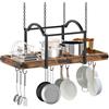HOOBRO Portapentole Sospeso da Soffitto con 10 Ganci a S, Mensola Pensile per Pentole e Utensili da Cucina, Struttura ad Arco per Organizzazione Cucina, Marrone Vintage e Nero EBF80TL01