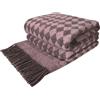 LYHome Coperta 100% Lana di Agnello - Copriletto per Letto Divano, Plaid Singolo Una Piazza e Mezza Matrimoniale, Coperte Pura per Invernale Morbida e Calda (140 x 200 cm Marrone - Rosa Tenue)