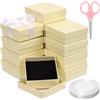 GLARKS Set di 17 scatole regalo per gioielli color champagne da 7,5 x 7,5 cm con forbici rosa e nastro di poliestere bianco, scatole regalo per collane, orecchini e braccialetti con motivo a diamante