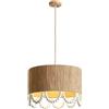 JOJOM Lampadario sospeso Bohémien Intrecciato a Mano Vintage Corda di canna Lampada creativo con perline in legno Altezza regolabile Applicabile SoggiornoCamera da letto Ristorante(A40)