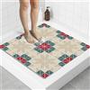 BLESWIN Tappeto Doccia Antiscivolo Quadrato 70x70 cm PVC Luffa, Tappetino Doccia Drenaggio Rapido, Tappeto Bagno Antiscivolo Zone Umide, Antimuffa, Asciugatura Veloce, per Anziani e Famiglia, Geometria rossa