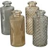 ReWu Set di 4 vasi decorativi in vetro a forma di bottiglia, colore beige, grigio