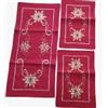 Corredocasa Tris Centrini Natalizi -Set Centrotavola Natalizio in Misto Lino Ricamato Elegante Runner 40x90 + 2 Centrini di Natale 35x45 con Balza in Macramè - Decorazione Cucina Centri Tavola (Rosso)