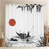 Loussiesd Tende per Finestra Giapponese Ukiyoe Hokusai Sole Rosso Pescatore - Acquerello 2 x 132 x 228 cm