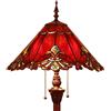 Bieye L30242 Lampada da Terra in Vetro Colorato Stile Tiffany Barocco, Piantana con Paralume Fatto a Mano 43 cm, Altezza 165 cm, Base in Metallo, Rosso