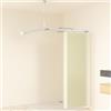 Misounda Asta per tenda da doccia a forma di L, senza fori, 95 x 95 cm, per tenda da doccia, guida per vasca da bagno, in acciaio inox, con 12 anelli