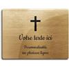 OCAP-FUNERAIRE.COM Targa con incisione a forma di croce cristiana autoadesiva, modello rettangolo (20 x 15 cm) personalizzata da 1 a 3 righe, oro spazzolato