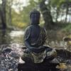 FABRIQ Statuetta di Buddha 38 cm - 12 kg - Oro Nero - Resistente alle intemperie - Zen & Feng-Shui Decorazione da giardino