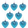 Christmas Concepts® Confezione da 8-60mm (2.4) Palline dell'albero di Natale a forma di cuore - Palline decorate con glitter (Turchese)