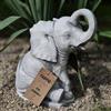 FABRIQ Felice elefante - Statuetta da giardino realistica in pietra resistente alle intemperie, peso 5,8 kg, altezza 27 cm