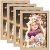 GBKDQQ Cornice portafoto DIN A4: 4 pezzi 21 x 29,7 cm, moderna cornice portafoto con cornice in venature del legno, cornice per pareti e tavoli, formato verticale o orizzontale