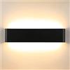 Lightess 18W 40CM Applique da Parete Interno Moderno Lampada da Parete Interni Lampada a Muro per Soggiorno, Camera da Letto, Scale, Corridoio, Portico, Nero, Luce Bianco Caldo 3000K