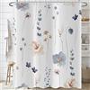 Hnmdmyi Tenda da doccia Fiori 180x200, Blu Beige Acquerello Fiori Tende da Doccia Moderna Minimalista Tenda da Bagno Bianca Impermeabile Tessuto Poliestere Lavabile Tenda da Bagno per Bagno con Ganci