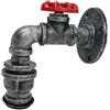 LEDSone Applique da parete retrò con tubo dell'acqua, in metallo rustico, stile steampunk, vintage, E27, 60 W max, per camera da letto, cucina, bar, hotel, pub, fattoria (Argento spazzolato)