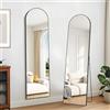 KOCUUY Specchio ad Arc a Figura Intera, 150 x 40 cm Nero Specchio da Appoggio Grande Per In Piedi, Grande Mirror da Parete Con Cornice In Metallo Per Soggiorno, Camera da Letto, Corridoio