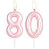 mciskin Candela rosa acceso per 80° compleanno, candela rosa numero 80, decorazioni per torta di compleanno, candele per torte per ragazze e donne, anniversario di matrimonio