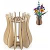 Naapesi Vaso di Fiori in Legno da Costruire, Kit Puzzle 3D Compatibile con Mazzi di Fiori a Mattoncini, Espositore Decorativo per Piante Artificiali, Regalo Creativo per Adulti