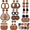 SUNNYCLUE 8 Paio di Orecchini in Legno per Donna Orecchini Pendenti Boho per Donna alla Moda 2025 Orecchini Geometrici Vintage Marroni A Forma di Goccia in Legno Set di Gioielli per Natale Adult