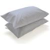 PARAMAISON Coppia Federe Cuscino Letto, Morbide Traspiranti, Set 2 Copricuscini Cotone 100% a Sacchetto, Tinta Unita | 52x82 cm Grigio Ghiaccio