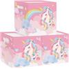 Clastyle Set di 3 Cubi Portaoggetti Ripiegabili Unicorno Kallax Contenitori Arcobaleno per Scaffale Scatole Portaoggetti Genitore per Libro Giochi, Cloud, 30x30x30 cm