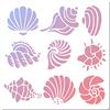 GORGECRAFT Stencil Conchiglia Stencil Modello Conchiglia 18x18cm Plastica Quadrato Riutilizzabile Estate Oceano Modello Disegno per Dipingere su Parete Mobili Tessuto Scrapbooking Carta Fai da Te