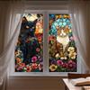 ANATTASOUL Adesivi Statici per Finestre Grandi Gatto Nero e Gatto Arancione Adesivi Riutilizzabili per Finestre in Vetro, 120 cm x 30 cm Adesivi per Finestre Rimovibili Bifacciali per Decorazione di