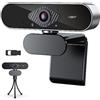 DIKAMAN Webcam, Webcam 1080P Streaming Web Camera for PC HD Cam con microfono 360 rotazione USB for computer portatile