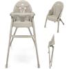 kk Kinderkraft Kinderkraft DINNLY Seggiolone Pappa, Rialzo da Sedia, Vassoio Regolabile, per Bambini da 6 Mesi fino 5 Anni, Beige