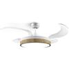 Ufesa Ventilatore da soffitto Seoul, motore DC 40W, silenzioso ed efficiente, 106 cm, luce LED integrata 48 cm, 4 pale retrattili, 3 tonalità di luce, 6 velocità, timer, telecomando, bianco/legno
