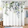 Hopomoon, tenda da doccia con immagine di eucalipto, in tessuto, decorazione moderna per bagno in stile fattoria, con fiori primaverili in acquerello, tenda da bagno boho impermeabile con 12 ganci