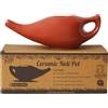 ANCIENTIMPEX Antico Impex Neti Pot in ceramica da 250 ml (marrone) con 5 bustine di sale Neti, vasetto per risciacquo nasale per arrossamento del seno, congestione, allergie e pulizia naturale del naso