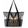 HOMESPON Borsa da spiaggia impermeabile per donna, uomo, famiglia, grande borsa con tasche multiple e cerniera, ideale per spiaggia, piscina, viaggi, sport, Nero Bianco Piastrelle, Medium