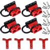 GTIWUNG Due Coppie di Connettori Batteria 50A 600V, Connettore Cavi Batteria con Manico, Batteria a Connessione Rapida 50A Cavo di Cablaggio per Auto, Rimorchio, Winch Trailer Verricello, Rosso