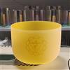 VAMN MAVN Campana tibetana in cristallo di quarzo per meditazione, yoga e relax, colore giallo satinato, 432 Hz, 432 Hz, chakra plessuale, 20,3 cm